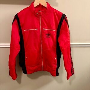Adidas Originals Red Black Track Jacket Trefoil Y2K Moto Style Size L